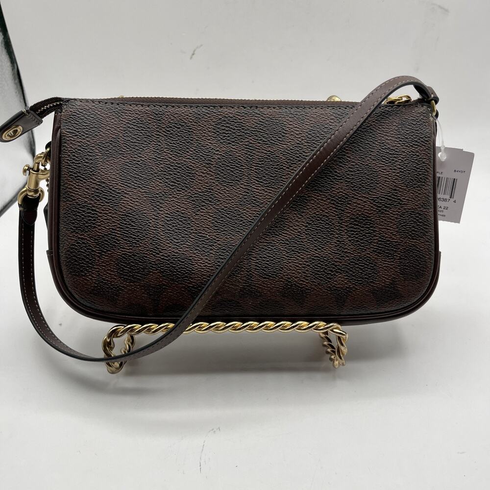 COACH CCC42 Plaza 22 Mini Signature Coated Canvas Leather Shoulder Bag Brown NEW